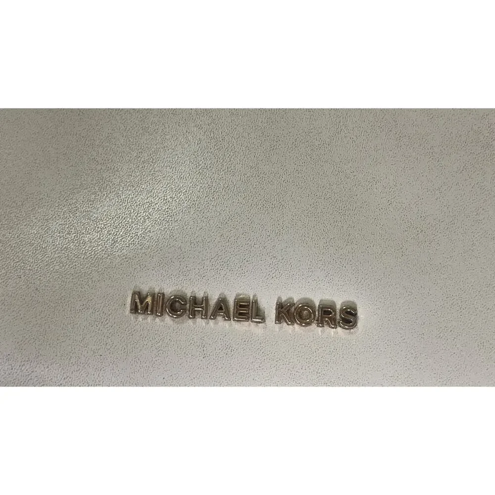 Michael Kors Cream Jade Leather Shoulder Bag Purse, Gold Hardware